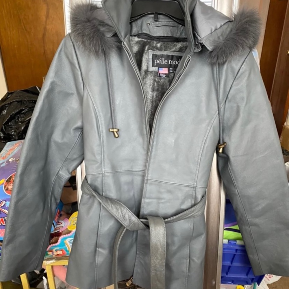 Grey Pèlle Modā Leather Jacket